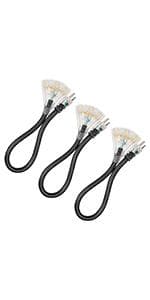 DEWENWILS 25 FT 14/3 Gauge Extension Cord Outdoor Tri-Tap Extension Cord Splitter, Heavy Duty Power Cable SJTW 15 Amp for Multiple Appliances, LED Lighted Plug, ETL Liste