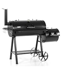 GREEN PARTY BBQ Charcoal Grill with Offset Smoker, 2 in 1 Smoker and Charcoal Grill combo, 512 Square Inch Space Barrel Charcoal Smoker Grill for Outdoor Camping Patio Backyard Cooking, Medium
