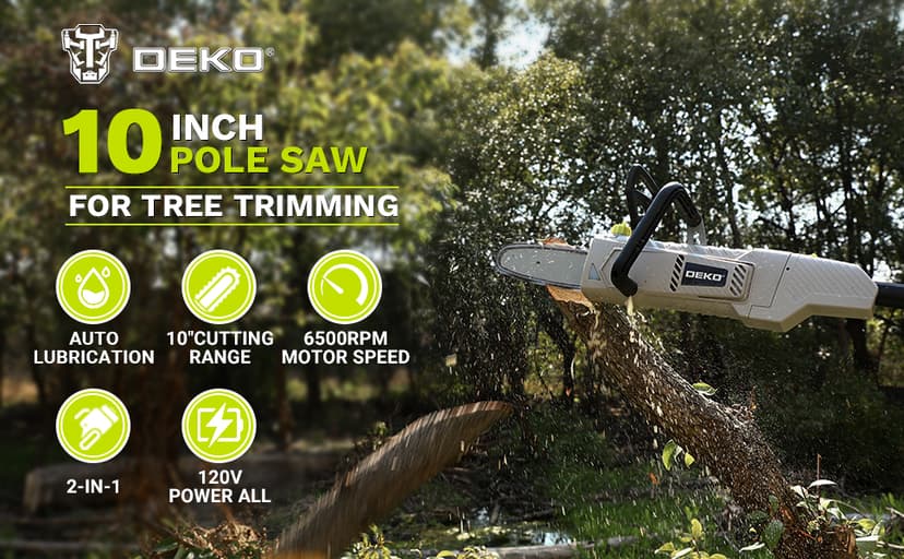 DEKOPRO 8 Amp 10" Electric Pole Saw for Tree Trimming,Corded Electric Chainsaw,Power Chain Saw for Tree Trimming Wood Cutting