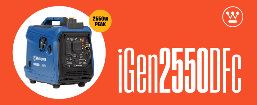 Westinghouse 2550 Peak Watt Super Quiet & Lightweight Portable Inverter Generator, RV Ready 30A Outlet, Gas and Propane Powered, CO Sensor, Parallel Capable, Long Run Time