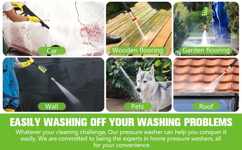 Electric Pressure Washer, 5000PSI 4.0GPM Heavy Duty Power Washer with 33 FT Extension Hose, 4 Quick Connect Nozzles and Foam Cannon for Cars/Fences/Driveways/Patios/Home Cleaning, Green