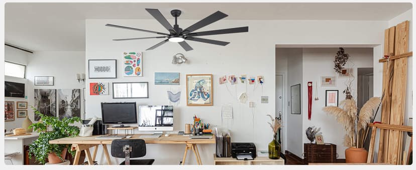 72 inch Large Ceiling Fans with Lights and Remote, Indoor/Outdoor Black Modern Ceiling Fan for Kitchen Living Room Patio, 6 Speed Reversible Quiet DC Motor, 3 CCT, Dual Finish 8 Blades