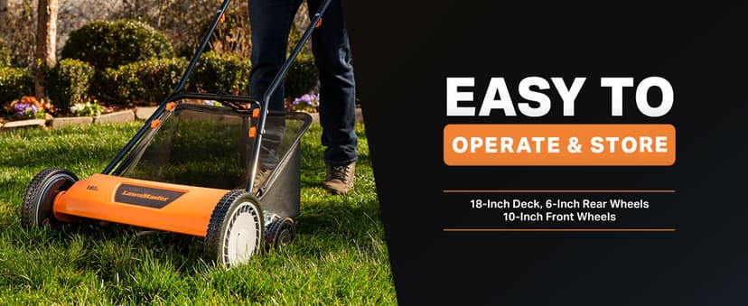 LawnMaster LMRM1801 Push Reel Lawn Mower 18-Inch 5-Blade