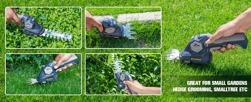 Cordless Grass Shear & Hedge Trimmer, Electric Shrub Trimmer - 2 in 1 Handheld Grass Cutter, Hedge Shear for Garden, Lawn, Rechargeable Lithium-Ion Battery and Type-C Cable Included