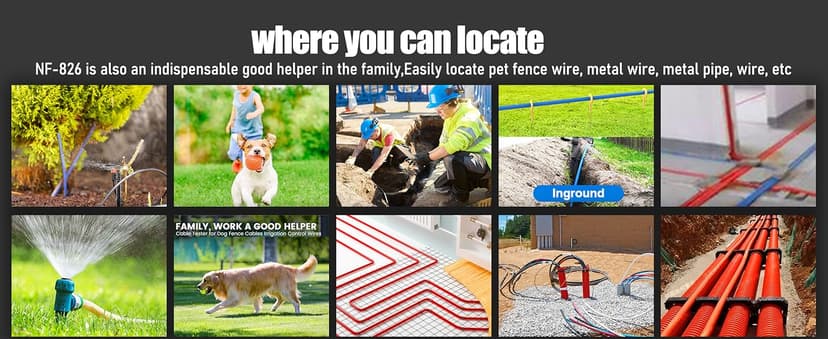 NF-826 Underground Wire Locator & Cable Tracer/Buried Wire Tracer and Cable Locator/Under Ground Circuit Tracer,for Dog Fence Cables Irrigation Control Wires,Tone Generator Kit (Professional Grade)