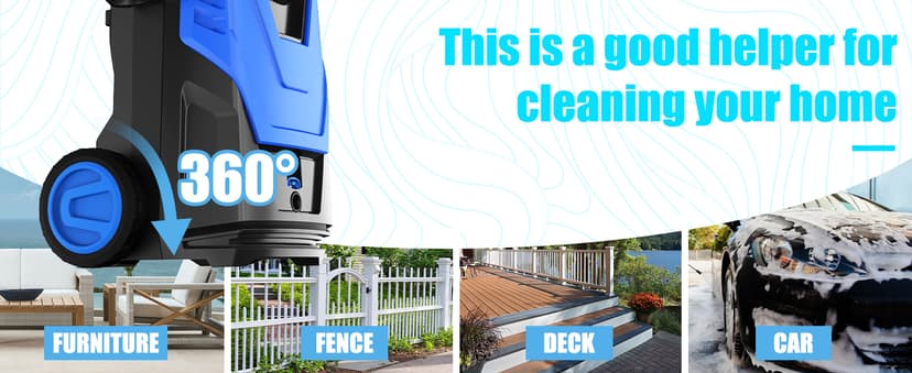 Electric Pressure Washer, 4800PSI Max 3.0GPM Power Washer Electric Powered with 20FT Hose, 35FT Power Cord, 4 Nozzles Foam Cannon High Pressure Washer for Car Patio Garden Fences(Bule)