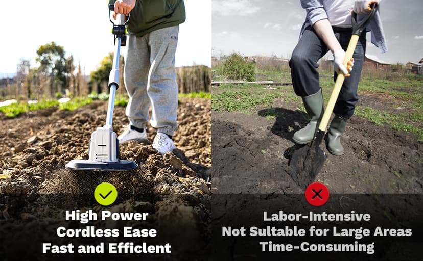 20V Cordless Tiller Cultivator,48 Steel Tines Garden Tiller,9inch Wide Electric Tiller for Gardening,Garden Rototiller with 4AH Battery and Charger Included