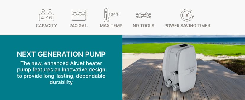 Bestway SaluSpa Hollywood EnergySense Luxe AirJet Round Inflatable 4 to 6 Adult Hot Tub with Heater, Filter, 2 Covers, and 140 AirJet System