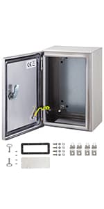 VEVOR Fiberglass Enclosure 19.7 x 15.7 x7.9 Electrical Enclosure Box NEMA 3X Electronic Equipment Enclosure Box IP65 Weatherproof Wall-Mounted Electrical Enclosure with Hinges & Quarter-Turn Latches