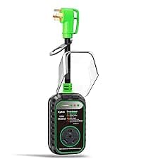 EyGde 50 Amp to 4 Prong 30 Amp Generator Adapter with Surge Protector - Patented NEMA 14-50P Twist Lock Male to L14-30R Female Plug, STW Cord with Circuit Analyzer for Generator