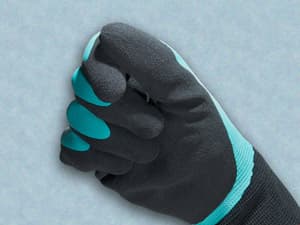 KAYGO Waterproof Work Gloves for Men and Women, Rubber Coated Non-slip Working Gloves for Garden, Outdoor Construction,KG150,Black,L