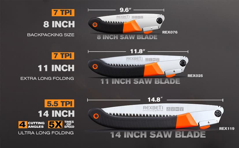 REXBETI Folding Saw, Heavy Duty 11 Inch Extra Long Blade Hand Saw for Wood Camping, Dry Wood Pruning Saw With Hard Teeth, Quality SK-5 Steel