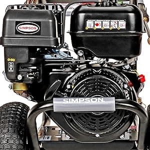 SIMPSON Cleaning PS60843 PowerShot 4400 PSI Gas Pressure Washer, 4.0 GPM, CRX 420cc Engine, Includes Spray Gun and Extension Wand, 5 QC Nozzle Tips, 3/8-inch x 50-foot Monster Hose, 49-State