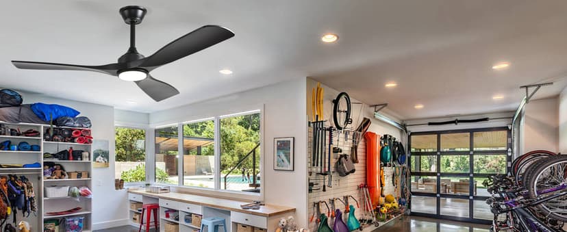 Depuley 52-Inch Ceiling Fan with Light: Black 3 Blade Outdoor Fans for Patios - Dimmable Indoor Fan with Remote APP Control Ultra Quiet DC Motor Reversible 6 Speed Timer