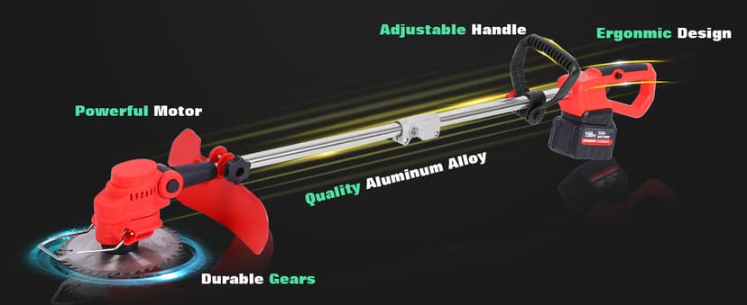 21V Cordless 2-in-1 Tiller & Weed Whacker Combo | 12"x9" Rototiller, 4x4 Blades & 8" Trimmer - 2×21v Battery, 360 RPM for Gardening, Garden Tiller, Electric Tiller, Cultivators for Gardening