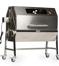 TITAN GREAT OUTDOORS Ash & Ember 13W Stainless Steel Rotisserie Grill, Rated 85 LB for Medium Game, 4 RPM Rotation Speed, Outdoor Grill with Dual Prong Spit Rod, Single Leg Bracket, and Spine Fork