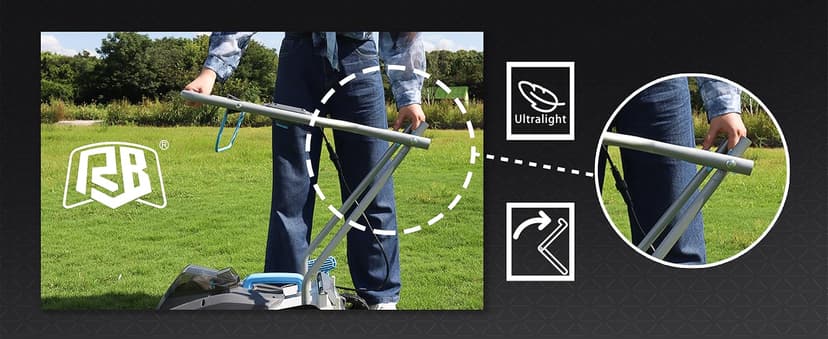 RB 40V 13-Inch Brushless Cordless Lawn Mower with 4.0Ah Lithium Battery & Fast Charger, 2-in-1 Lightweight Mower for Small Yards, Foldable Handle, 5 Cutting Height Adjustments