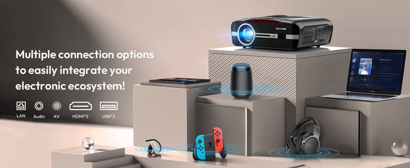 4K UHD Daylight Karaoke Projectors 1800 ANSI Movie Projector Built-in WiFi Bluetooth, 300″Display, 38W Speaker, Auto Focus & Keystone, Android TV NFC Screen Sharing Outdoor Home Theater Proyector