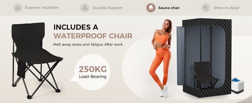 Sauna Box,Portable Sauna for Home use with Ten Aluminium foil Heating Blankets,Personal Steam Sauna with 3L Steamer, 9 Levels, Folding Chair,Extra Large Size (36 * 36 * 71inch)