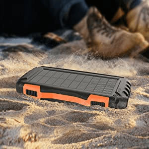 Solar Charger, Power Bank, 42800mAh Portable Charger Power Bank External Battery Pack 5V3.1A Qc 3.0 Fast Charger Built-in Super Bright Flashlight (Orange)