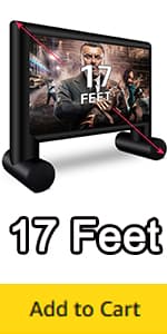 16ft Inflatable Movie Screen Outdoor Projector Screen with Air Blower Storage Bag - Front/Rear Projection, Easy Set Up Blow Up Screen for Backyard Movie Night, Theme Parties, Celebrations