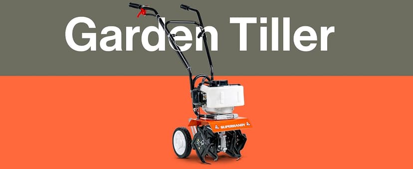 SuperHandy 52cc 2 Stroke Gas Mini Tiller Cultivator - 1.8HP, 4 Adjustable Steel Tines, Forward Rotation, 10" Tilling Width - Ideal for Garden, Lawn, Soil Cultivation, Weed & Digging