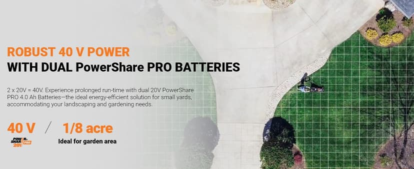 WORX 40V 17" Cordless Lawn Mower for Small Yards, 2-in-1 Electric Mower Cuts Quiet, Compact & Lightweight Push Lawn Mower with 7-Position Height Adjustment – 2 Batteries & Charger Included