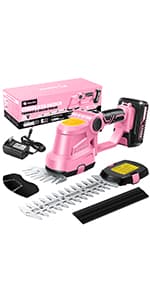 Saker Cordless Hedge Trimmer-20V Electric Shrub Trimmer Grass Shears Handheld Grass Cutter, Hedge Shear with 2 PCS Rechargeable Battery and Charger for Garden, Lawn