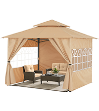 ABCCANOPY Gazebos for Patios 10x10 - Outdoor Steel Frame Gazebo with Mosquito Netting for Lawn Backyard Garden Deck (Khaki)