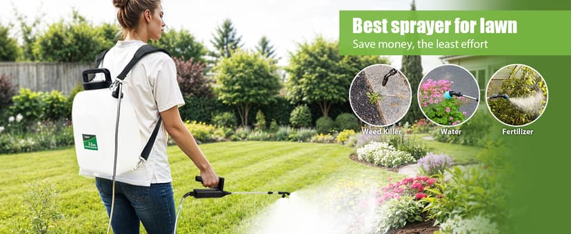 Battery Powered Sprayer 3.2 Gallon, VAXMAY Backpack Sprayer with 3 Adjustable Speeds, Battery Indicator, 5 Mist Nozzles, 41" Retractable Wand, USB Rechargeable Weed Sprayer for Lawn Garden Yard