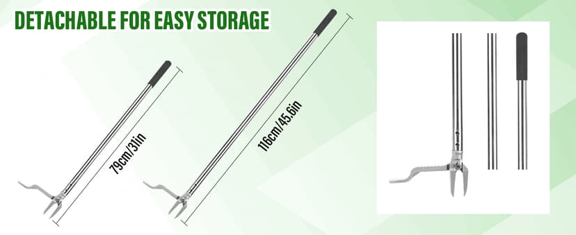 Stand up Weed Puller with 3 Claw Head, 45.6" Long Handle Weed Puller Tool Stand up Heavy Duty, Detachable Weed Remover Tool, No Need Bending Kneeling Weeding Tool for Lawn Yard Garden