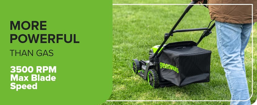 Greenworks 60V 17" Brushless (Push) Lawn Mower, 4.0Ah Battery and 3A Charger