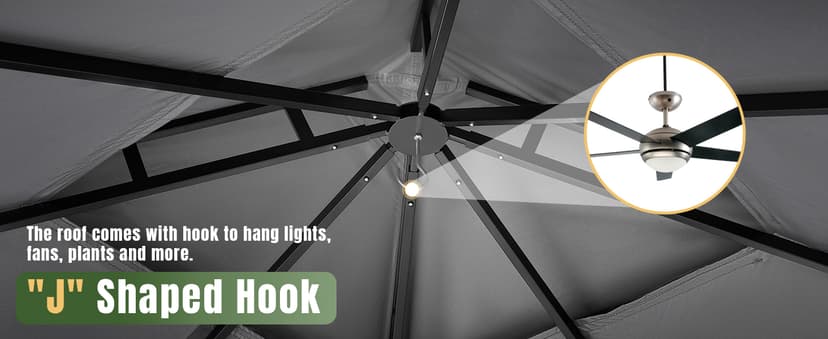 AOXUN Outdoor Gazebo for Patio 10x10, Metal Frame Canopy with Double Roofs, Heavy Duty Party Tent and Shelter with Mosquito Netting and Privacy Screen for Backyard, Lawn, Garden, Deck (Grey)