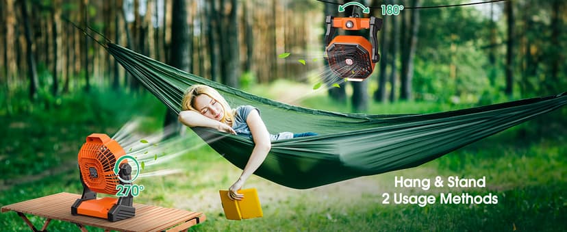 10800mAh Solar Powered Fan, 7W Solar Camping Fans & Led Lantern, 8-inch Rechargeable Fan with Solar Panel, Battery Operated Powered Outdoor Tent Fans for Camping Essentials Accessories