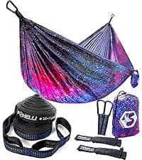 Foxelli XL Hammock Straps - Extra Long 20FT Heavy Duty No-Stretch Suspension System, 40+2 Loops, 2000 LBS Capacity, for Indoor/Outdoor Use – Set of 2 Straps & Carry Bag