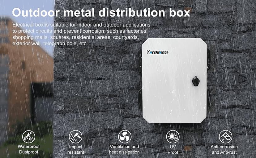 Outdoor Electrical Box, Cold-Rolled Steel Plate, Aluminum Alloy Back Beam, One-Piece Ventilation Design, IP65 Waterproof, Wall/Pole Mounted (15.7" x 11.8" x 7.9")