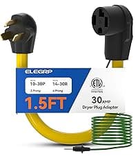 ELEGRP 30 Amp Generator Extension Cord 50 Feet, 4-Prong NEMA L14-30P to L14-30R, 120/250V Up to 75000W, 10 Gauge Heavy Duty SJTW Locking Power Cord for Portable Generators, Home Backup, ETL Listed