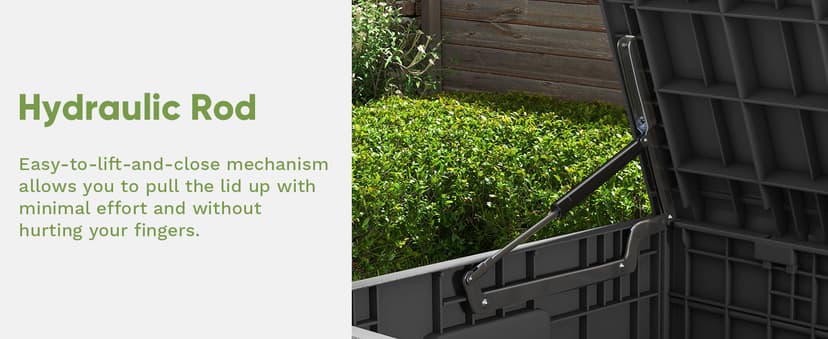 Patiowell 82 Gallon Resin Deck Box, Waterproof Large Wood Look Storage Box for Patio Furniture, Pool Accessories, Garden Tools and Sports Equipment, Lockable, Grey