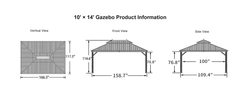 PURPLE LEAF 10' x 14' Hardtop Gazebo with Curtains and Netting for Hot Tub Heavy Duty Deck Beach Pool Backyard Outdoor Canopy Tent Sun Shade Metal Roof Patio Permanent Pavilion