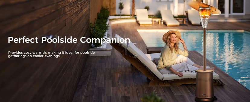 50,000 BTU Patio Heater for Outdoor Use With Adjustable Heat Focusing Top, Propane Patio Heater with Wheels, Stainless Steel Burner for Porch Garden Commercial Residential, Dark Brown