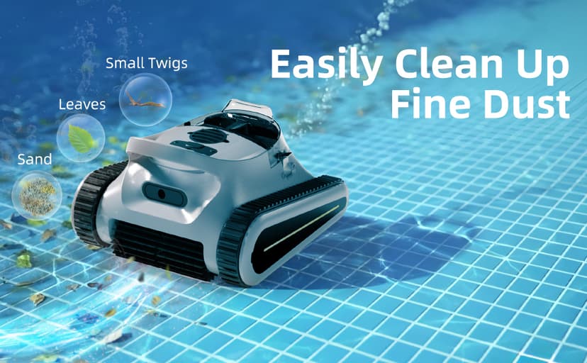 Cordless Pool Vacuum for Inground Pools, Automatic Robotic Pool Cleaner with Wall and Waterline Cleaning, Gray