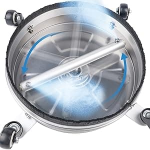 Biswing 14" Pressure Washer Surface Cleaner with 4 Wheels, Stainless Steel Power Washer Accessory for Driveways Sidewalks Patios Cleaning, 1/4" Quick Connector, 2 Extension Wand Attachments, 4000 PSI
