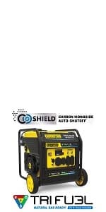 Champion Power Equipment 9000-Watt Electric Start Tri Fuel Home Backup Portable Open Frame Inverter Generator with Quiet Technology and CO Shield