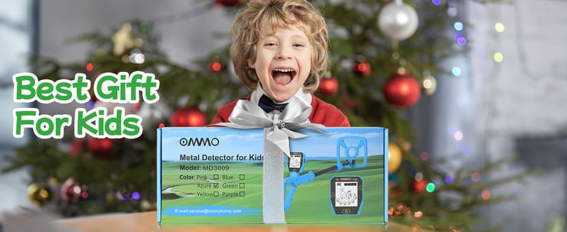 OMMO Metal Detector, Rechargeable Built-in Battery Kids Metal Detector with Funny LCD Display, Adjustable Metal Detectors for Kids with Waterproof Search Coil USB Cable for Detecting Treasure