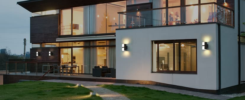 LUTEC Cuba 3000K 1100LM LED Integrated Porch Wall Light Outdoor and Indoor Bedroom LED Wall Lantern Sconce-Black