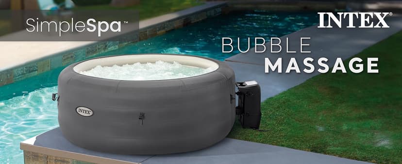 INTEX SimpleSpa Inflatable Hot Tub, 4 Person Jet Massage Spa with Built-in Pump