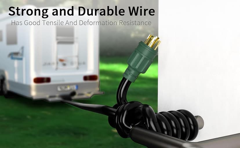 50 FT 30 Amp Generator Extension Cord 4 Prong, Heavy Duty NEMA L14-30P to NEMA L14-30R, 125/250V 7500W, Green 10 Gauge STW Twist Locking House Power Cord, 50 Feet Generator Cable