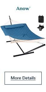 ANOW Double Hammock Pad and Pillow Set, 2 Person Polyester Hammock Pad, Light Brown