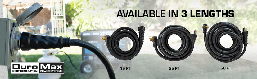 DuroMax XP5025GC 50-Amp 25-Foot 6-Gauge 14-50 CS6364 Heavy Duty Generator Cord for Home Power Backup, Black