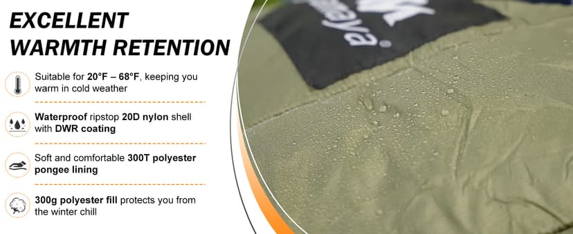 AYAMAYA Single & Double Hammock Underquilt Full Length Big Size Under Quilts for Hammocks, Camping Backpacking Essential, Winter Cold Weather Warm UQ Blanket Bottom Insulation